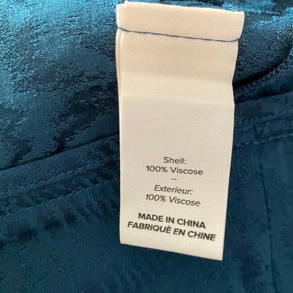 Cinq A Sept Keaton Jacquard Patterned Pants w/ Leg Bow Ties Peacock Blue Size 2 - Picture 11 of 12